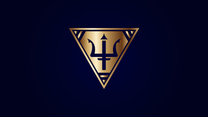 golden trident logo.logo is suitable for something luxurious and powerful - obrazy, fototapety, plakaty