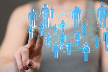 Business Man Hand Writing Social Network