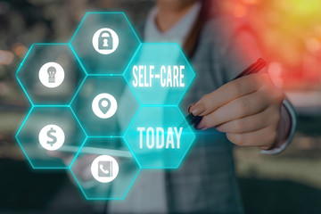 Word writing text Self Care. Business photo showcasing the practice of taking action to improve one s is own health