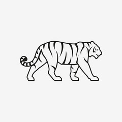 Tiger going line logo sign emblem pictoram vector illustration