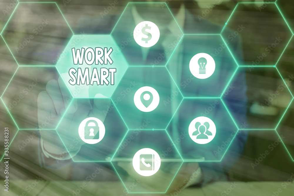 Poster text sign showing work smart. business photo text figuring out in order to reach goals in the most e