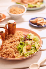 Arroz de coco con plátano