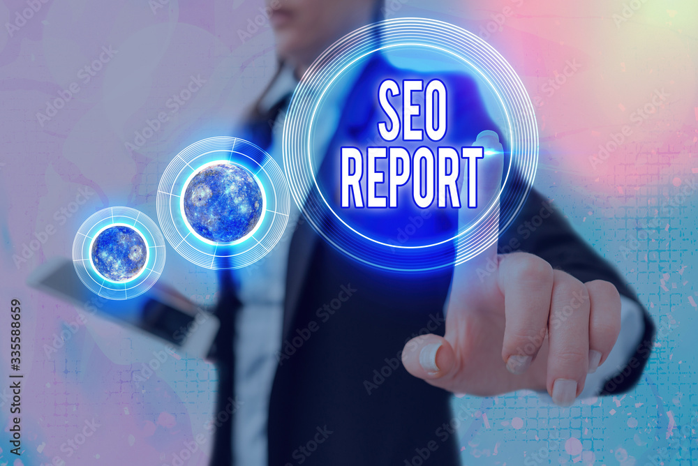 Poster writing note showing seo report. business concept for notifying on how website is performing in sear
