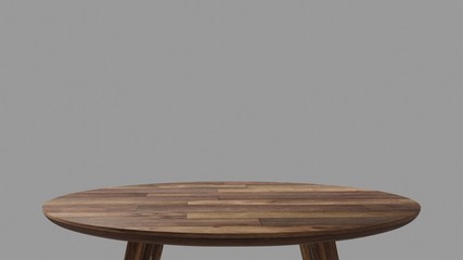 3D rendering perspective minimal round table on clear background.