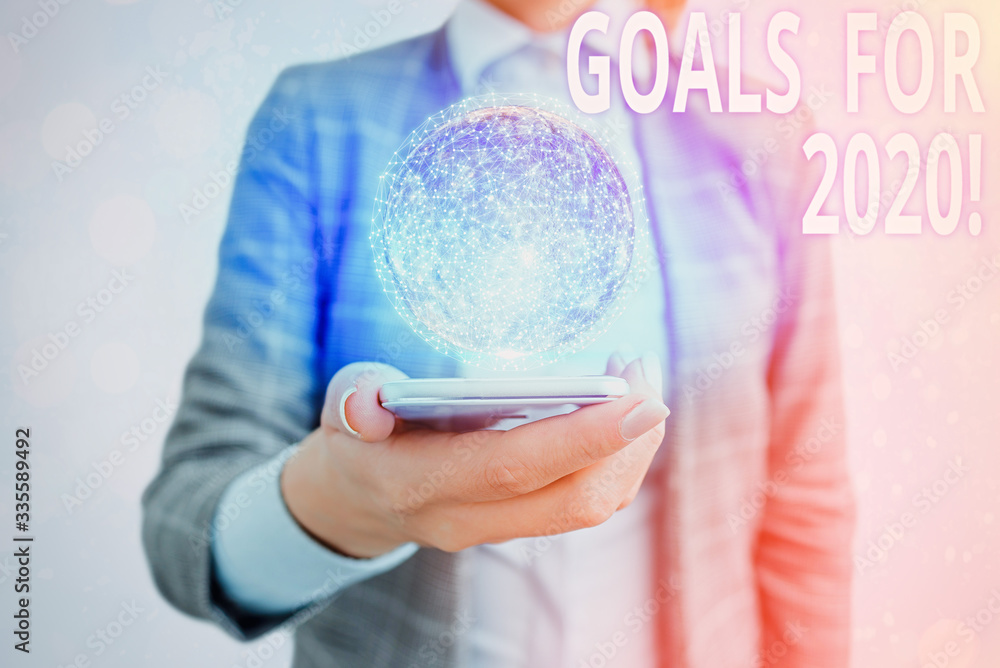Aufkleber conceptual hand writing showing goals for 2020. concept meaning object of demonstratings ambition or