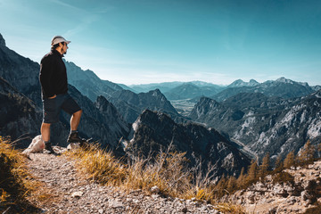 Male Hiker in the scenic mountain range of National Park Geause