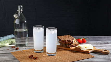 Traditional greek ouzo in two glasses