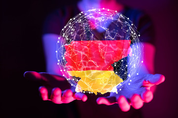 Abstract of germany map network, internet and global connection concept, Wire Frame 3D