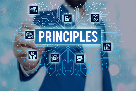 Handwriting text Principles. Conceptual photo fundamental truth that serves as the base for a system of belief