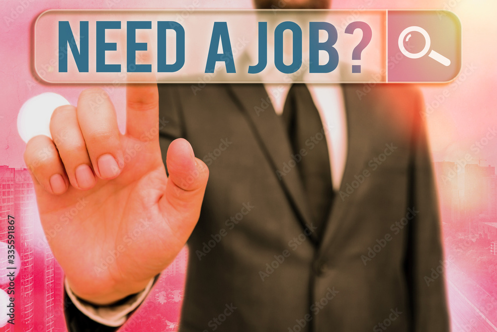 Poster writing note showing need a job question. business concept for to recruit a demonstrating for specif