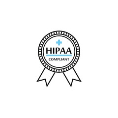 HIPAA Compliance Icon Graphic with Medical Symbol Isolated On White Background