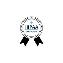 HIPAA Compliance Icon Graphic with Medical Symbol Isolated On White Background