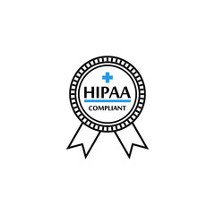 HIPAA Compliance Icon Graphic with Medical Symbol Isolated On White Background