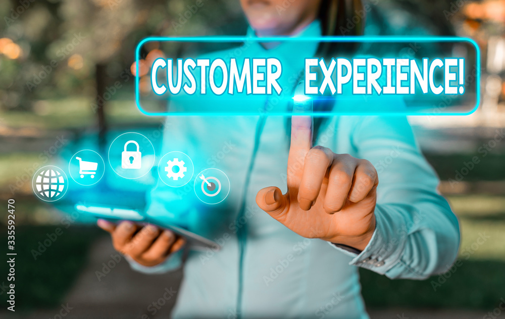 Poster handwriting text customer experience. conceptual photo product of interaction between organization a