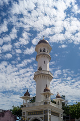 Vertical view minaret at Kapitan Keling Mosque.