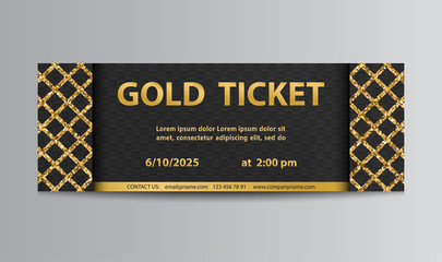 Golden black ticket with lattice - obrazy, fototapety, plakaty