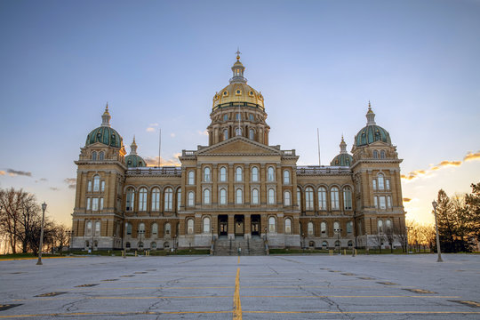 Iowa State Capitol Building At Sunset