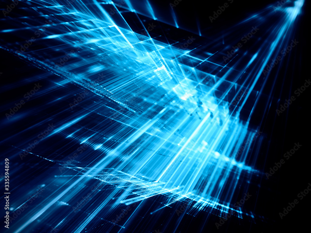Poster abstract blue on black background element. fractal graphics 3d illustration. science or technology c