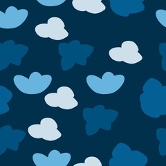 Cloudy night sky seamless pattern, vector background.