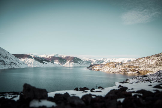 Parque nacional laguna del laja en invierno