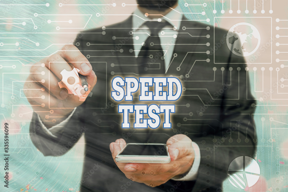 Poster handwriting text speed test. conceptual photo psychological test for the maximum speed of performing