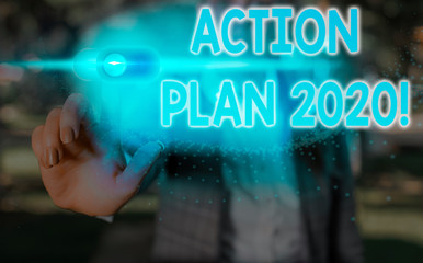 Word writing text Action Plan 2020. Business photo showcasing proposed strategy or course of...