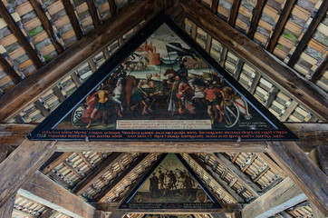 Detail of the Spreuerbrücke in Luzern, Switzerland.