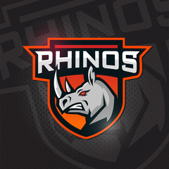 Angy Rhino head Rhino mascot logo.
