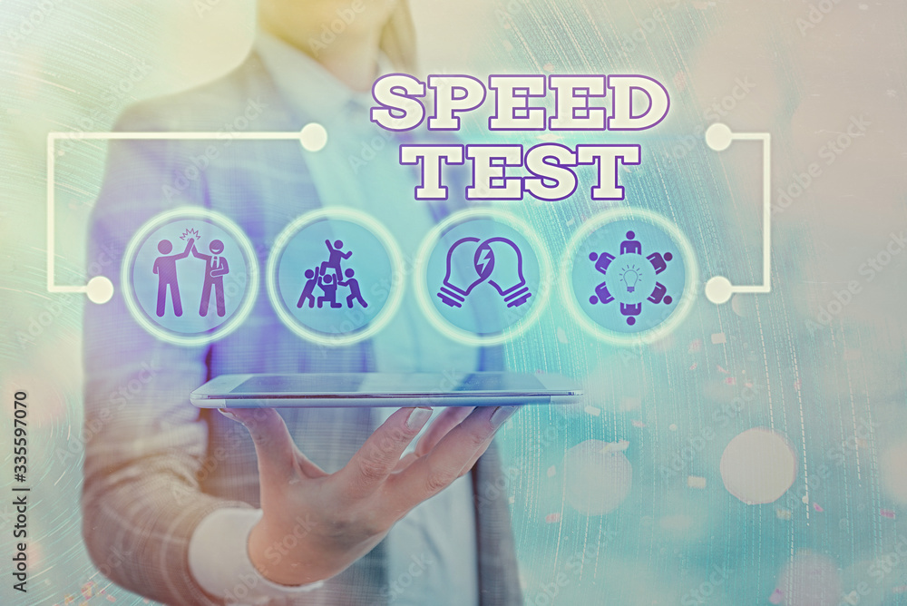 Poster conceptual hand writing showing speed test. concept meaning psychological test for the maximum speed