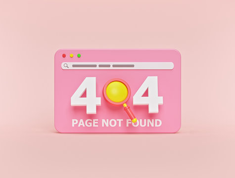 Page not found 404 design. 404 error web page concept. minimal style. 3d rendering