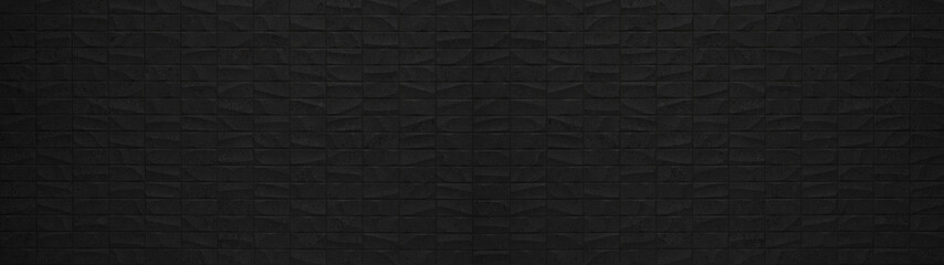Corrugated rectangle cubes 3d geometric dark black anthracite stone concrete texture background panorama banner long