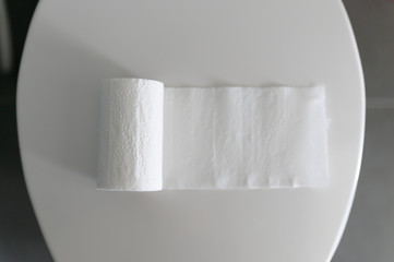 Roll Bathroom tissue or toilet paper in selective focus