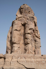 The Colossi of Memnon in Luxor, Egypt, Africa. Statues eighteen meters high, remains of the funerary temple of Amenhotep III