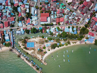 Aerial view fishing village at Teluk Bahang.