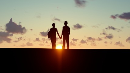 People at Sunset 3D Rendering