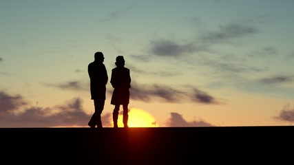 People at Sunset 3D Rendering