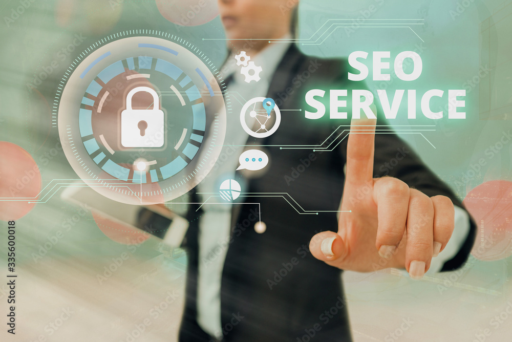 Poster text sign showing seo service. business photo text techniques and procedures to increase the website