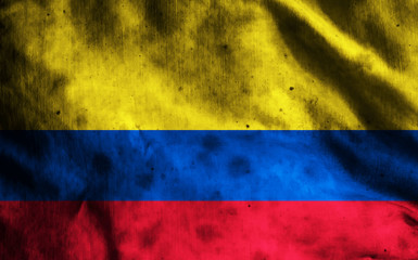 Colombia flag on old fabric