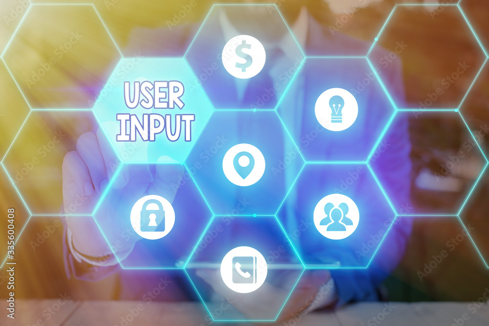 Aufkleber Text sign showing User Input. Business photo text Any information or data that is sent to a computer for processing