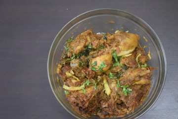 close up of Homemade chicken karahi with olive oil
