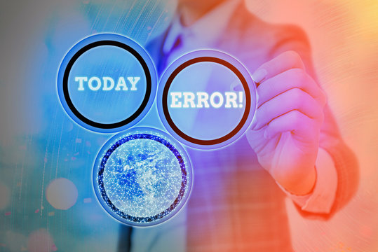 Conceptual hand writing showing Error. Concept meaning state or condition of being wrong in conduct judgement or program Elements of this image furnished by NASA
