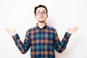 Fototapeta premium man throws up his hands