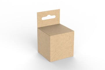 Obraz premium Hanging white blank cardboard packaging box with hang tab retail box for mock up design and design presentation. 3d render illustration.