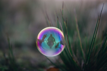 soap bubbles in the air