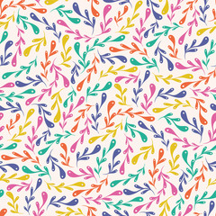 Colourful swirls seamless repeat vector pattern. Great for paper products and stationery such as invitations, notebooks and party items. Would be great for gift and home ware products such as bedding