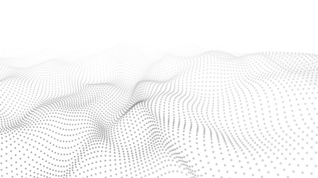 Abstract white futuristic background. Big data visualization. Digital dynamic wave of particles. 3D rendering. © ihor