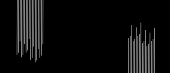 Rectangle angled white stripes top and bottom side on solid minimal black background.	