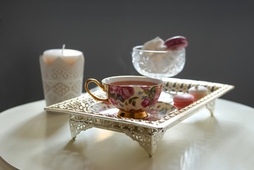 morning tea with macaroons