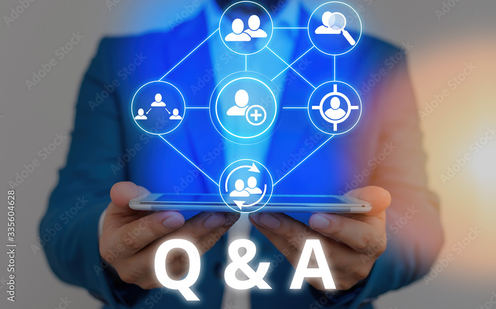 Poster text sign showing q and a. business photo showcasing a period of time or an occasion when someone an