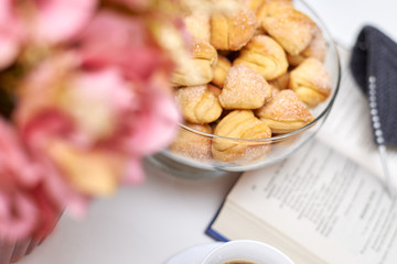 homemade cookies with sugar in a vase on the table